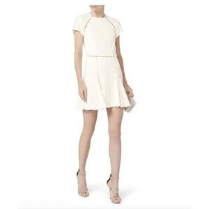 Jonathan Simkhai White Short Sleeve Mini Dress with pearl detail